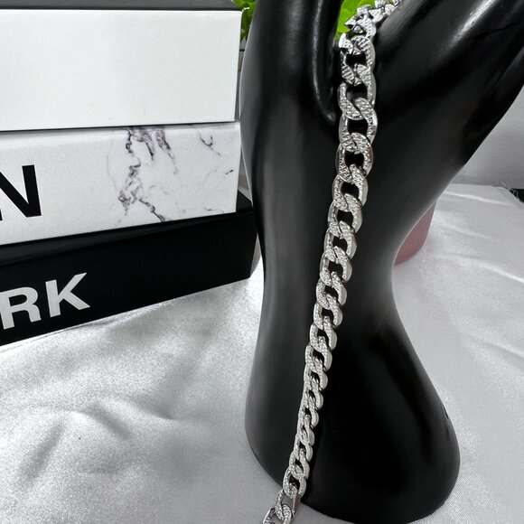 Sterling Silver Curb Chain Bracelet Unisex Fashion Accessories - Picture 3 of 3